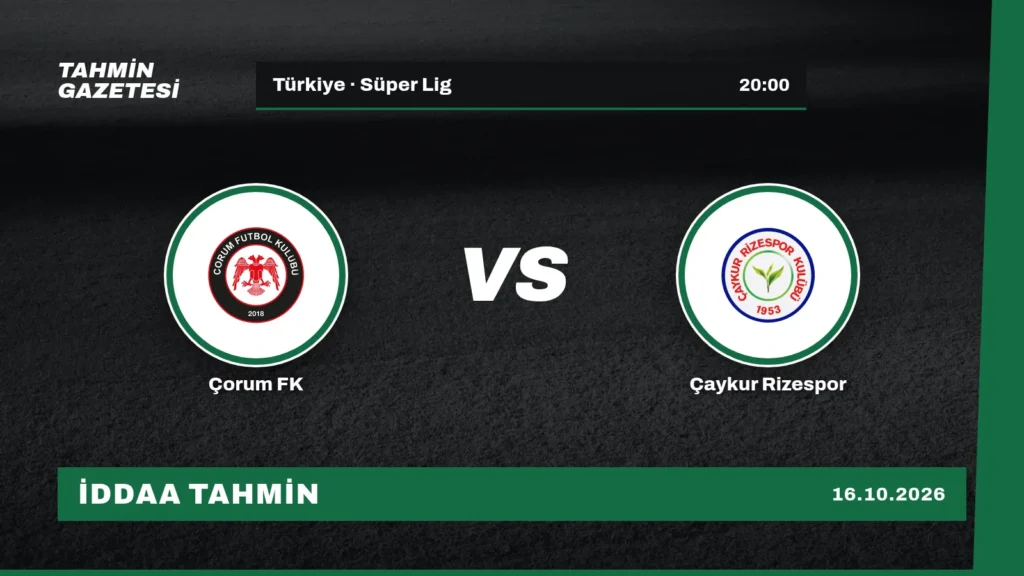 Çorum FK – Çaykur Rizespor İddaa Tahmini · 16 Ekim