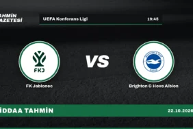 FK Jablonec – Brighton & Hove Albion İddaa Tahmini · 22 Ekim