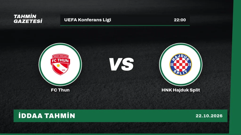 FC Thun – HNK Hajduk Split İddaa Tahmini · 22 Ekim