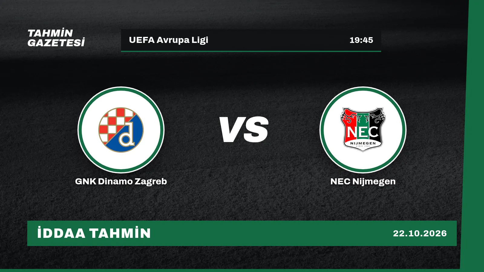 GNK Dinamo Zagreb – NEC Nijmegen İddaa Tahmini · 22 Ekim